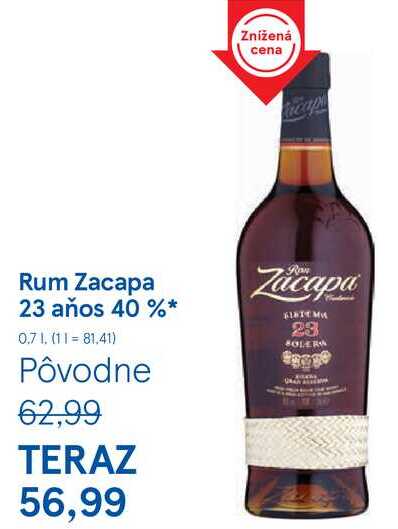 Rum Zacapa 23 años 40 %, 0,7 l