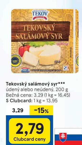Tekovský salámový syr, 200 g