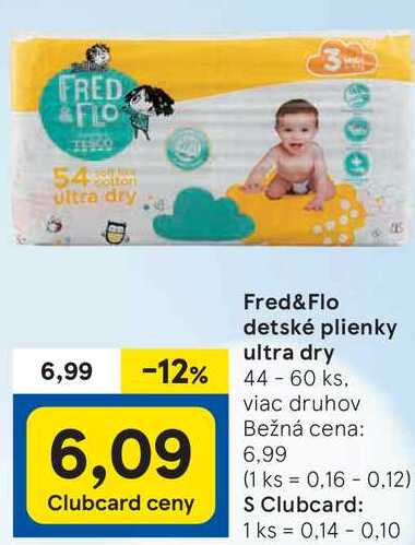 Fred & Flo detské plienky ultra dry, 44-60 ks