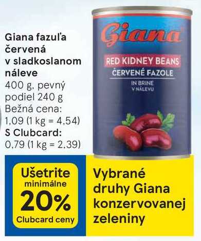 Giana fazul'a červená v sladkoslanom náleve, 400 g
