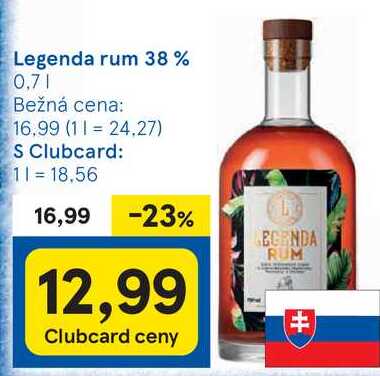 Legenda rum 38%, 0,7 l