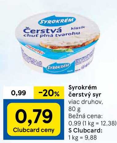 Syrokrém čerstvý syr, 80 g 