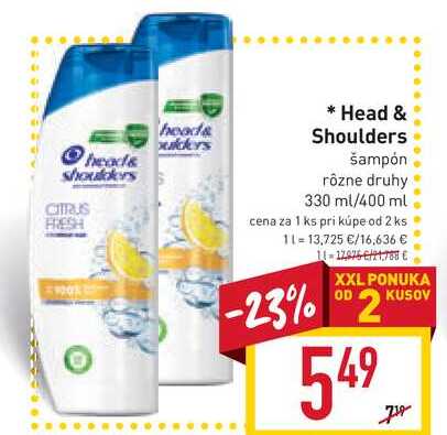 Head & Shoulders šampón rôzne druhy 330 ml
