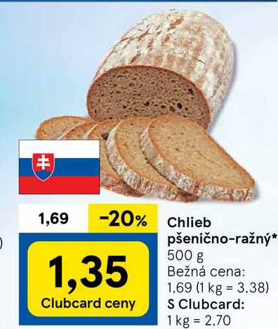 Chlieb pšenično-ražný 500 g 