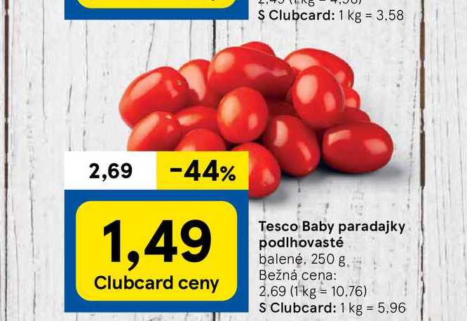 Tesco Baby paradajky podlhovasté balené, 250 g