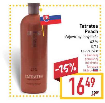 Tatratea Peach čajovo-bylinný likér 42% 0,7l