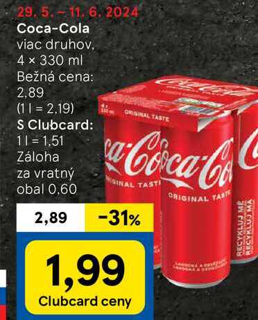 Coca-Colav, 4x 330 ml 