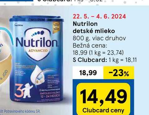 Nutrilon detské mlieko, 800 g