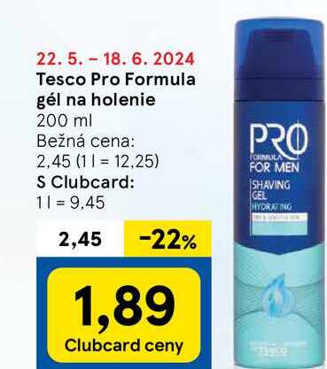 Tesco Pro Formula gél na holenie, 200 ml