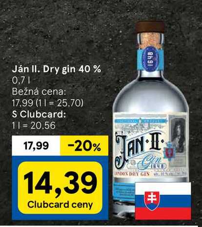 Ján II. Dry gin 40 %, 0,7 l