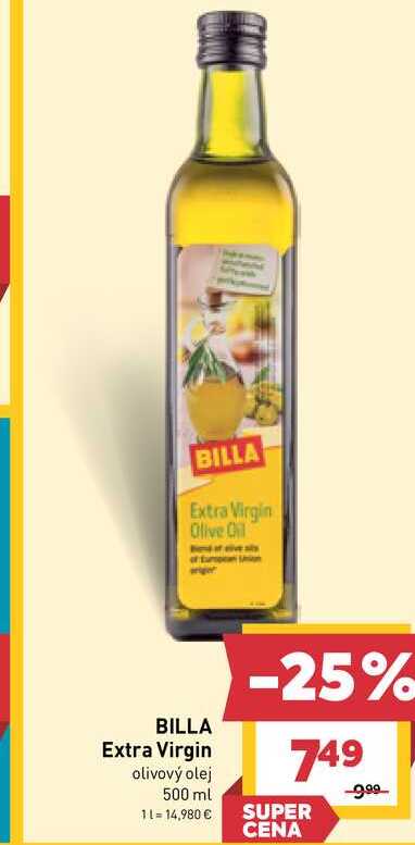 BILLA Extra Virgin olivový olej 500 ml 