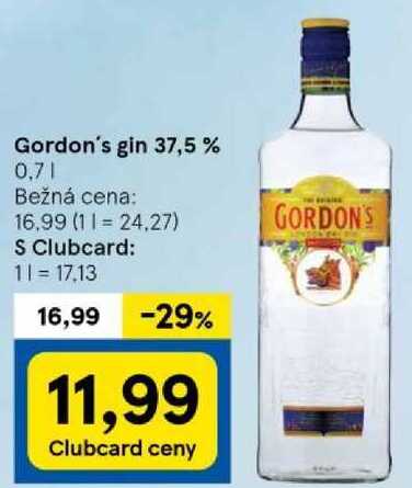 Gordon's gin 37,5 %, 0,7 l v akcii