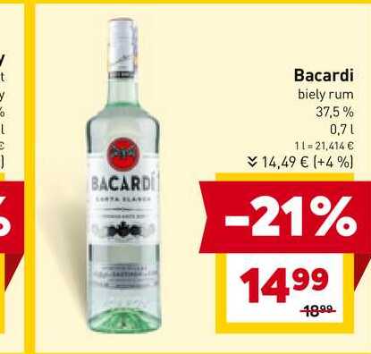 Bacardi biely rum 37,5% 0,7l