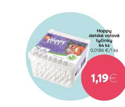 Happy detské vatové tyčinky 64 ks 