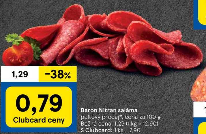 Baron Nitran saláma, cena za 100 g