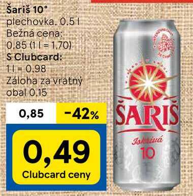 Šariš 10°, 0,5 l