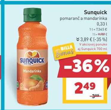 Sunquick pomaranč a mandarínka 0,33l