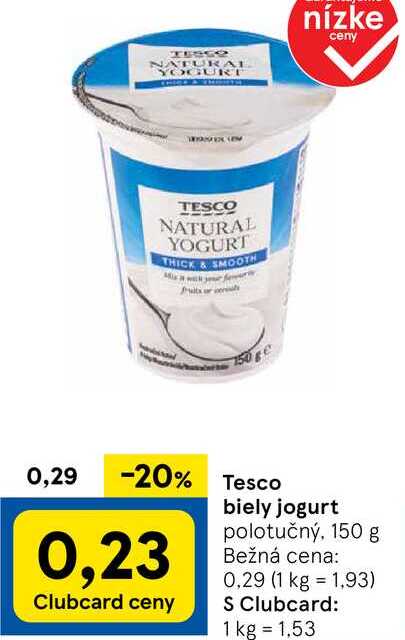 Tesco biely jogurt, 150 g 