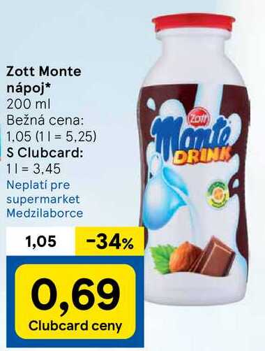 Zott Monte nápoj, 200 ml 