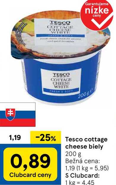 Tesco cottage cheese biely, 200 g 