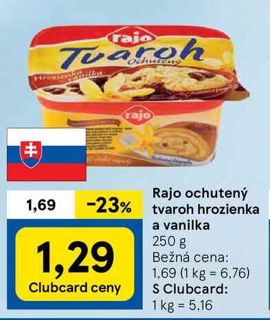 Rajo ochutený tvaroh hrozienka a vanilka, 250 g 