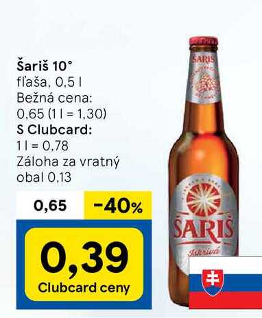 Šariš 10°, 0,5 l