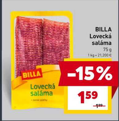 BILLA Lovecká saláma 75g