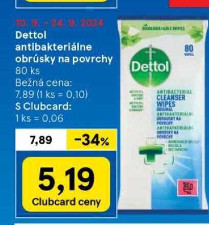 Dettol antibakteriálne obrúsky na povrchy 80 ks 