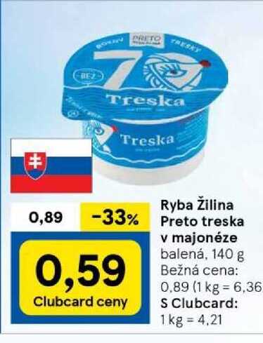 Preto treska v majonéze balená, 140 g 