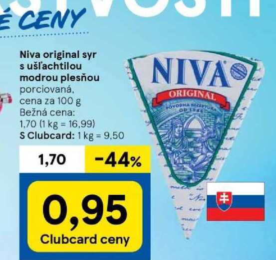 Niva original syr s ušľachtilou modrou plesňou porciovaná, cena za 100 g 