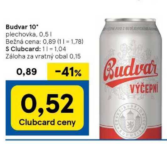 Budvar 10° plechovka, 0,5l