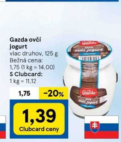 Gazda ovčí jogurt viac druhov, 125 g 