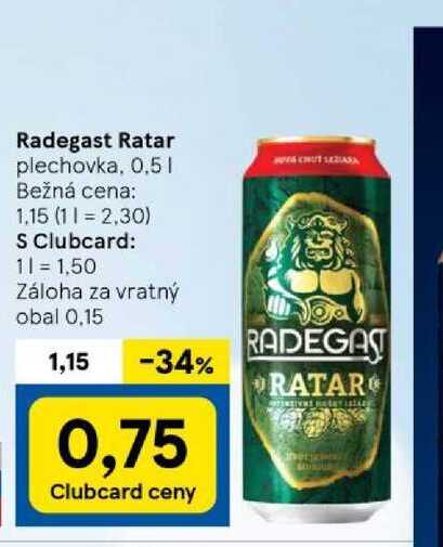 Radegast Ratar plechovka, 0,5l