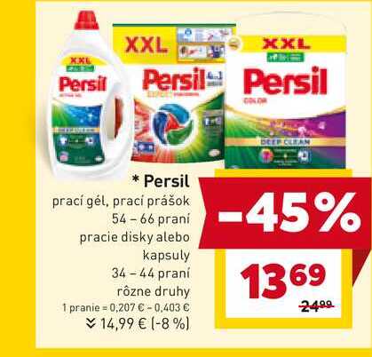 Persil prací gél, prací prášok 54 - 66 praní 