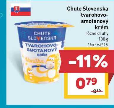 Chute Slovenska tvarohovo- smotanový krém rôzne druhy 130 g 