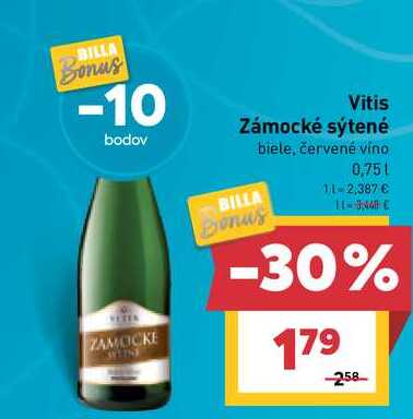 Vitis Zámocké sýtené biele, červené víno 0.75l