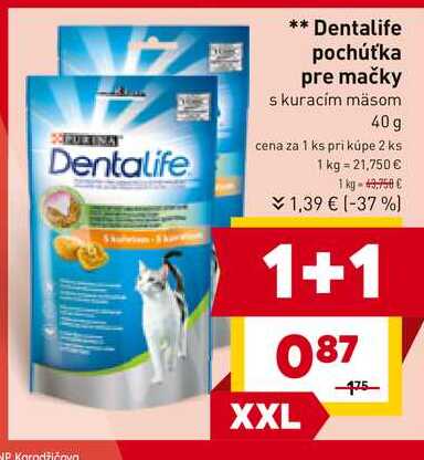 Dentalife pochúťka pre mačky s kuracím mäsom 40g 