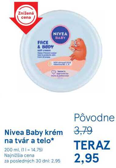 Nivea Baby krém na tvár a telo, 200 ml