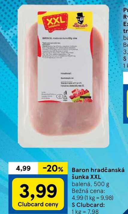 Baron hradčanská šunka XXL, 500 g