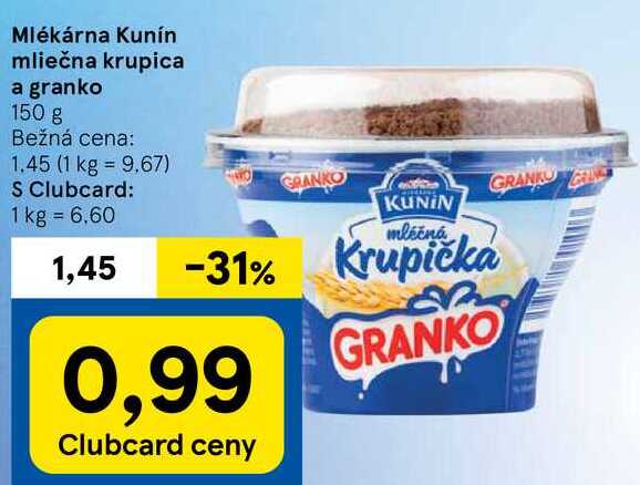 Mlékárna Kunín mliečna krupica a granko, 150 g