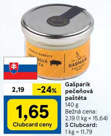 Gašparík pečeňová paštéta, 140 g 