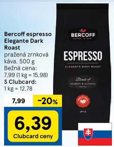 Bercoff espresso Elegante Dark Roast, 500 g