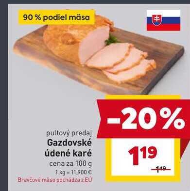 Gazdovské údené karé cena za 100 g 