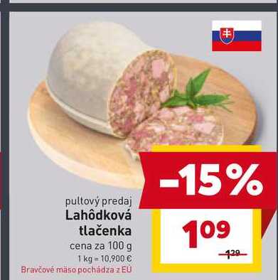 Lahôdková tlačenka cena za 100 g 