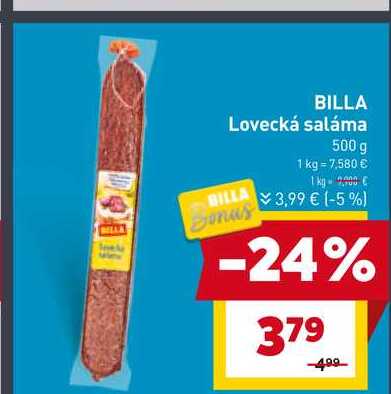 BILLA Lovecká saláma 500 g 