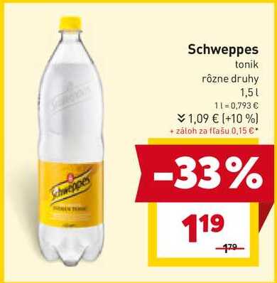 Schweppes tonik rôzne druhy 1,5l