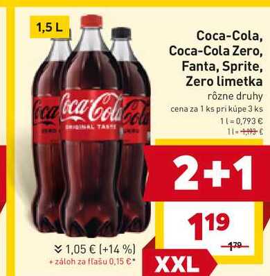 Coca-Cola 1,5 l, vybrané druhy 