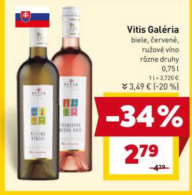 Vitis Galéria biele, červené, ružové víno rôzne druhy 0,75l