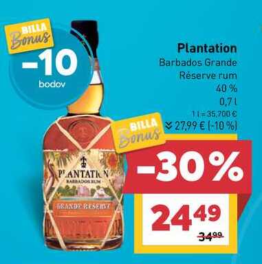 Plantation Barbados Grande Reserve rum 40% 0,7l