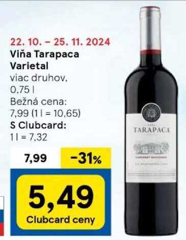 Viňa Tarapaca Varietal, 0,75 l